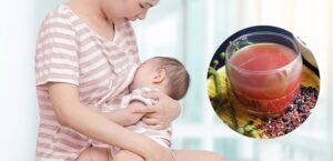 Uống nước gạo lứt rang lợi sữa cho mẹ Bỉm