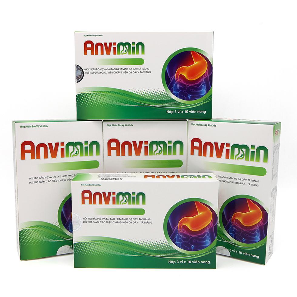 Viên dạ dày Anvimin giúp hỗ trợ bảo vệ và tái tạo niêm mạc dạ dày